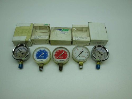Lot 5 linde assorted pressure gauge 10-400 5-200 0-100 -30-30 psi d396372 for sale