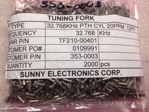 Sunny Elec Tuning Fork 32.768khz PTH Cyl 20 Ppm, TF210-00401, Lot Of 2000, F#47