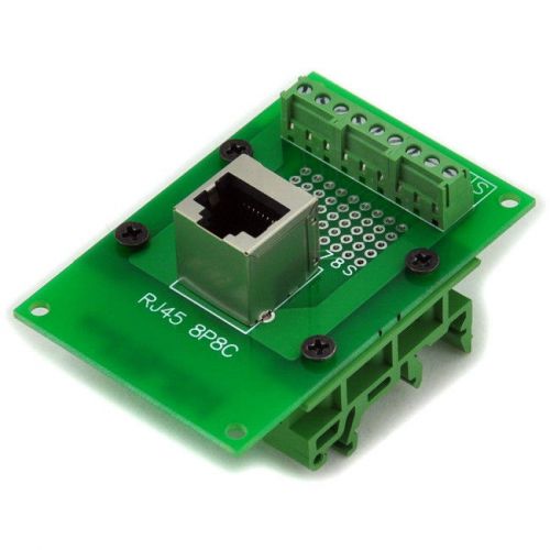 RJ45 8P8C Interface Module with Simple DIN Rail Mounting feet, Vertical Jack.