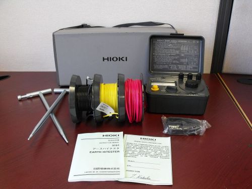 Hioki 3151 earth hitester w/ 9215 measuring cable, 9214 aux earthing rods + case for sale