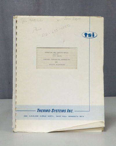 Thermo-Systems TSI 1050 Series Constant Temperature Anemometers Operating Manual