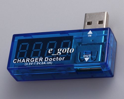 Blue USB Current Tester Detector Ampere Meter 3.5V-7V 3A Precise