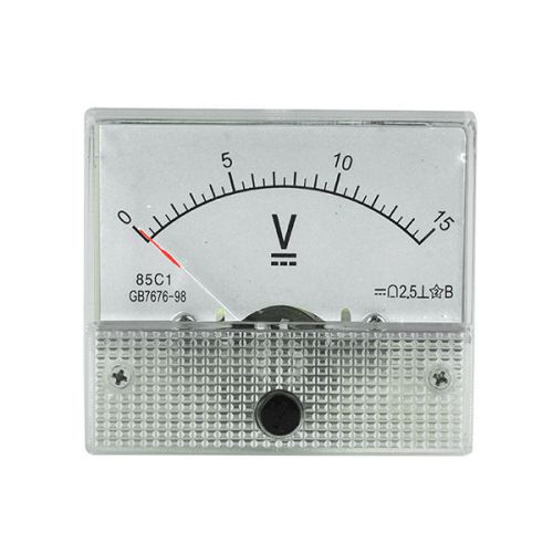 15V DC Analog Panel Meter Voltage Meter Voltmeter White 0-15V 65*56mm Class 2.5