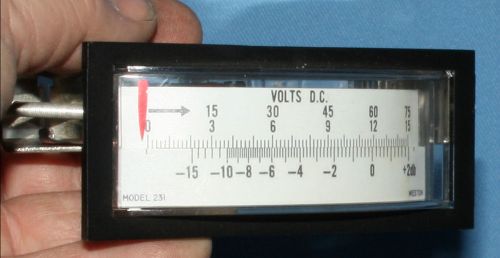 Weston Model 231 Analog Panel Meter 3.25&#034; x 1/25&#034; Volts and dB Scales