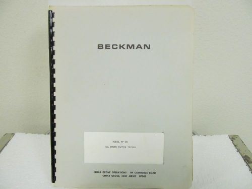 Beckman PF-2B Oil Power Factor Tester Instruction Manual w/schematics
