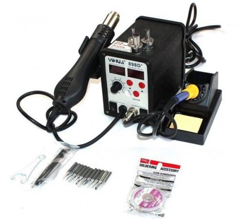 Hot air station 898d 2in1 smd rework soldering station esdbga 110v 10 tips esd for sale