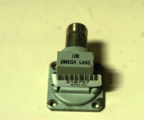 Omega Labs Model # 108 WR90 Waveguide to Type N (f) Coaxial Adapter Square Cover