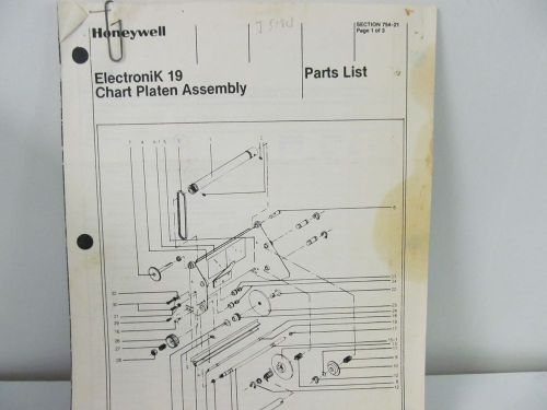 Honeywell Electonik 19 Chart Platen Assembly Parts List