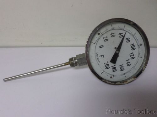 Used Ashcroft 5&#034; Face Bimetal Dial Gauge Thermometer, 0-200°F