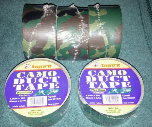 Lot of 5 Tape it Woodland Camo Camouflage Duct Tape free ship