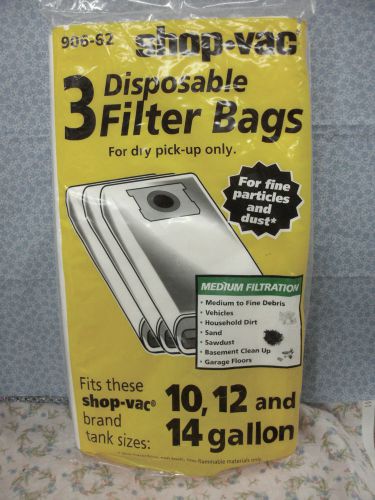 SHOP-VAC, 3 Disposable Filter Bags, For Dry Pick-Up, For 10-12 &amp; 14 Gallon Tank
