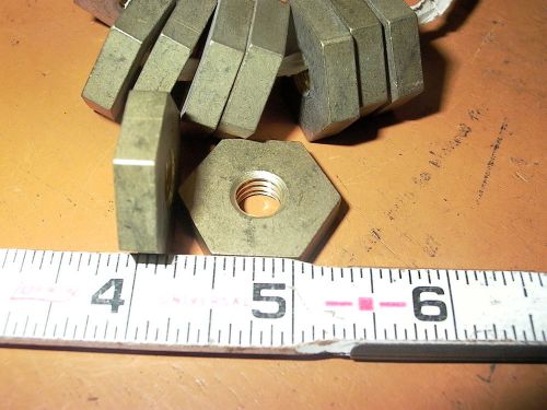 LOT OF TWELVE BRASS EXTRA WIDE [ 1&#034; ]THIN [ 1/4&#034; ] 3/8&#034; - 16 T P I  NUTS