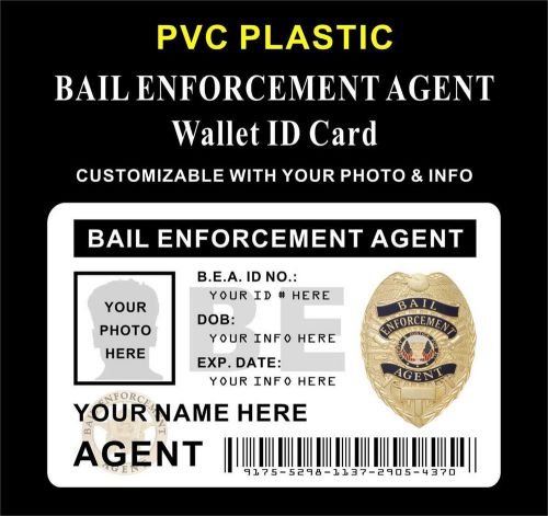 PVC Bail Enforcement Agent Wallet ID &gt;&gt;CUTOMIZE W/ YOUR PHOTO &amp; INFO&lt;&lt; Style #4