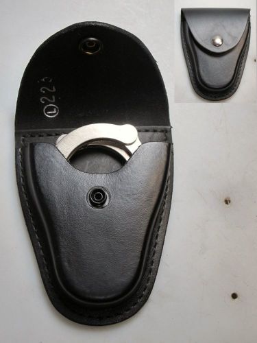 G4148 galls/sp police duty teardrop plain black handcuff case chromed snap for sale