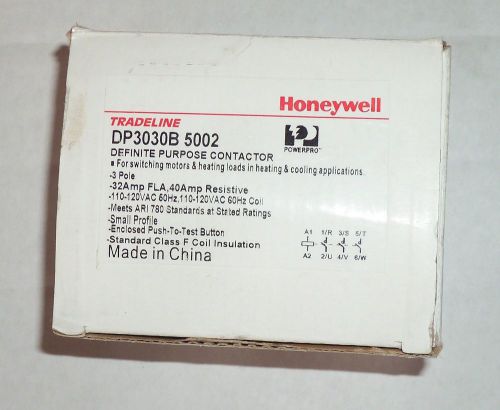 Honeywell tradeline dp3030b 5002 contactor 3-pole hvac part 30a 110/120v coil for sale