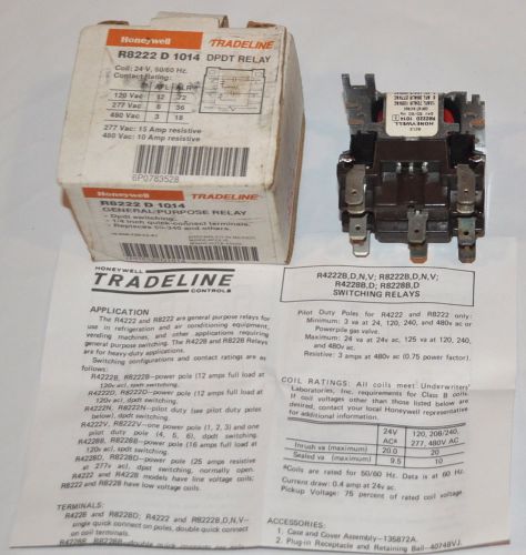 Honeywell r8222b1067 general purpose relay spdt switching  1/4 &#034; qc 90-343 for sale