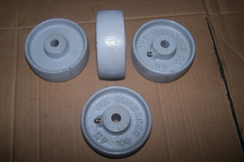4 FAIRBANKS M4 CAST IRON WHEELS with grease fittings 3-3/4&#039; x 1-1/2&#034;