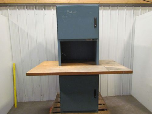 C-cube steel computer security cabinet 28x76&#034; w/butcher block table shelf 60x36&#034; for sale