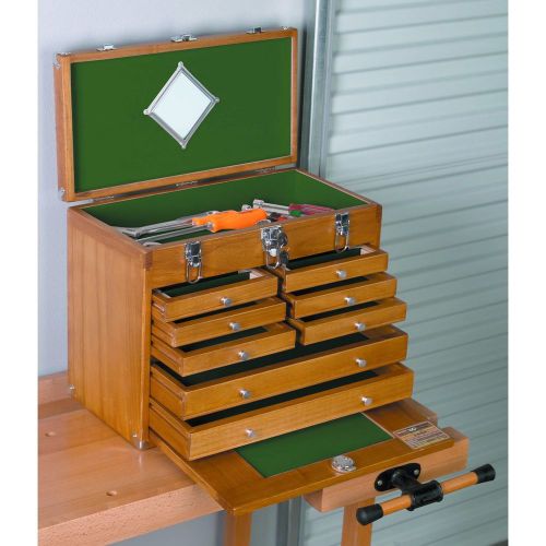 Beautiful 8 Drawer Wood Tool Chest for protected storage for your hand tools!