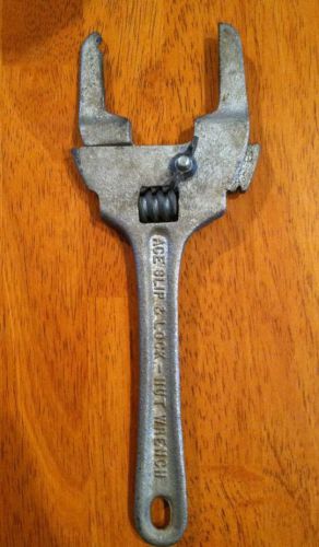 Vintage ace slip and lock nut pipe wrench adjustable tool plumbing made usa for sale