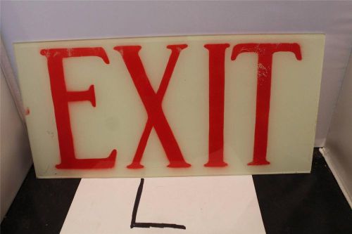Vintage Industrial Mid Century Glass EXIT Sign REVERSE PAINTED WHITE RED NICE #2