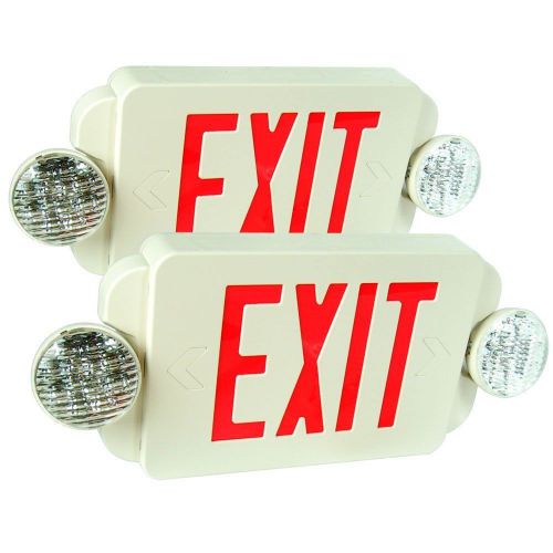 Etoplighting 2packs of led red exit sign emergency light combo with battery back for sale