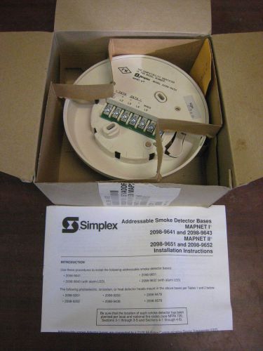 Simplex 2098-9652 Fire Alarm Detector Base Smoke Detector FREE SHIPPING