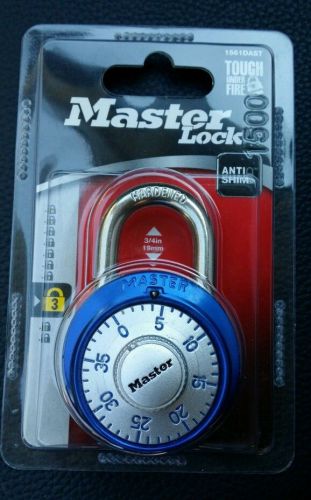 Master lock 1561dast combination lock 1 pack/ blue -anti-shim-new in package for sale