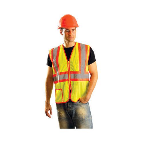 Yellow And Orange Two Tone Mesh ANSI Class 2 Vest With Silver Reflective Tape