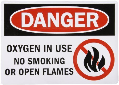 Smartsign Adhesive Vinyl Osha Safety Sign Legend &#034;danger: Oxygen In Use No