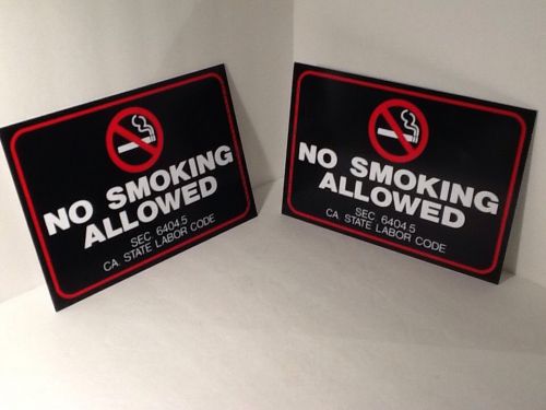 No Smoking Allowed Sings, California Code SEC. 6404.5, Lot of 2