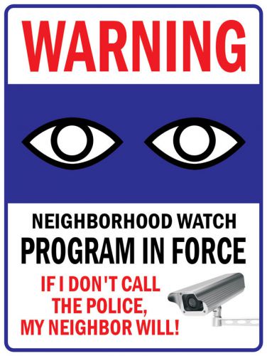 PAS353 Warning Neighborhood Watch Crime Video Surveillance Metal Sign 9&#034;x12&#034;