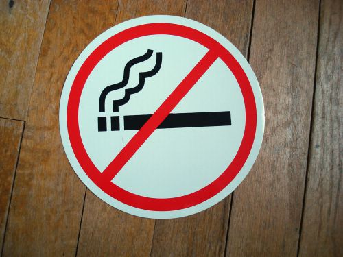 NO SMOKING - White Self-Adhesive Safety Sign - 6.5 inches in diameter