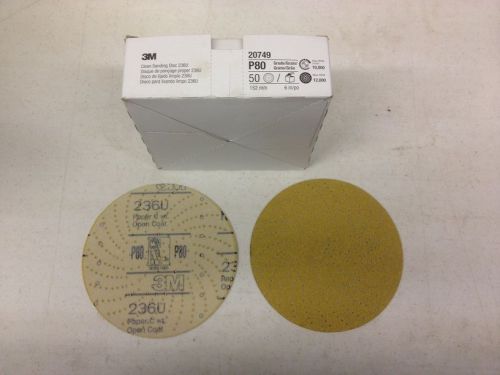 3M 6 Inch Clean Sanding Discs 80 Grit Hookit 236U  #20749 - Boxes of 50