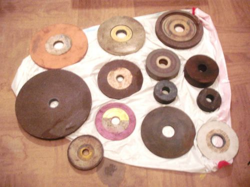 13  grinding wheels sharping fine to coarse 1/8 &#034; to1-1/4&#034; thick 1/2&#034; to 8&#034; dia.