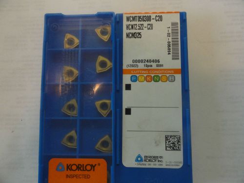Korloy Carbide Drill Inserts, WCMT050308-C20, Grade NCM325