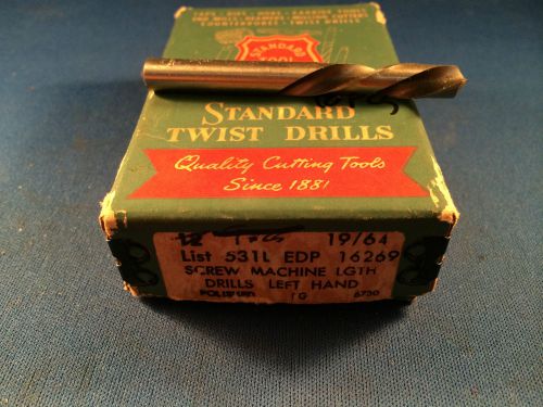 New Standard Twist Drills 19/64&#034; Left Hand Polished Screw Machine Drill