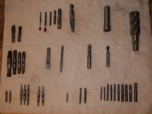 Assortment of end mills of various sizes (38pcs) new, barely used &amp; misc. for sale