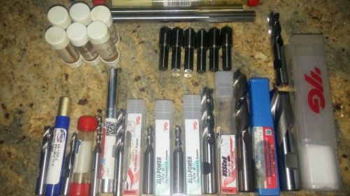 18 ASSTORTED HIGH SPEED CARBIDE END MILLS REAMERS AND COUNTER SINKS
