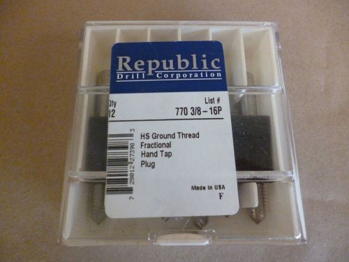 REPUBLIC DRILL CO. 770 3/8-16P HS BOTTOMING HAND TAPS-GROUND PLUG FRACTIONAL
