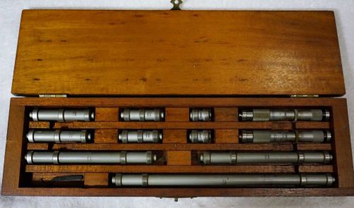 Lufkin bore gauge end measuring rods / micrometers set wooden box for sale