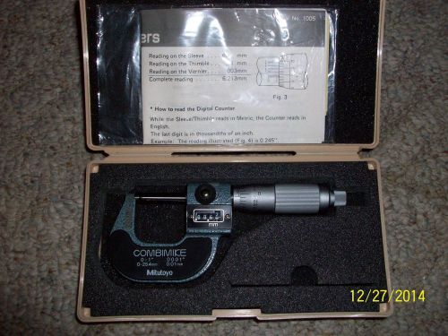 159-211 mitutoyo combimike digit-outside micrometer 0-1&#034; / 25.4mm counter