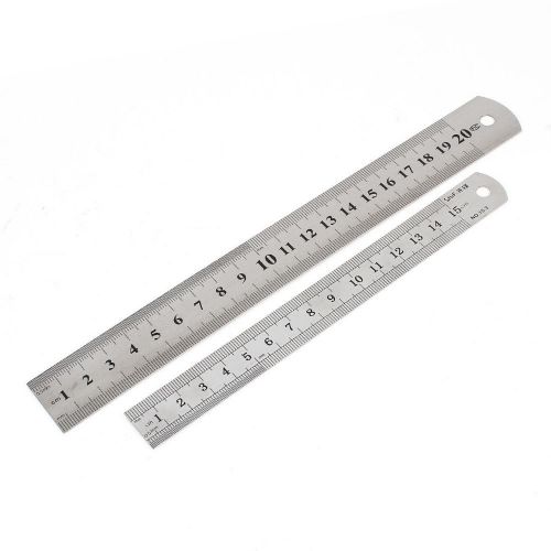 2 in 1 15cm 20cm double sides students metric straight ruler silver tone for sale