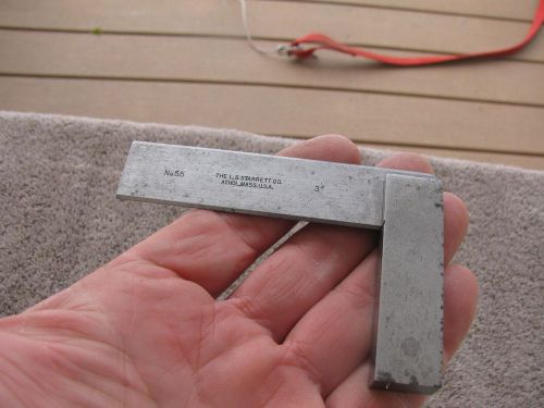 Starrett 3&#034; # 55 beveled steel square   machinist toolmaker tool tools for sale