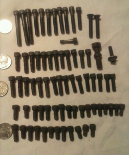 LOT of 73 Machinist or Toolmakers ALLEN HEAD BOLTS, SCREWS, 1/4&#034;  USED, METAL