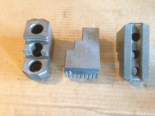 8&#034; steel reversible hard 3-jaw chuck jaws 1.5mm x 60° serrated #208 set of 3 for sale
