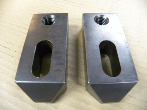 2pc lot - h.d. 1&#034; thick tapped end strap clamp tapered nose 5/8&#034; thread   l-014 for sale
