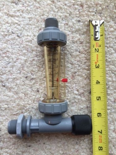 F-440a blue-white liquid flow meter, 0.25 gpm, adjustment valve, new in box for sale