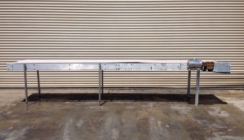 24” x 16’ long conveyor with plastic belting and ss wash down motor for sale