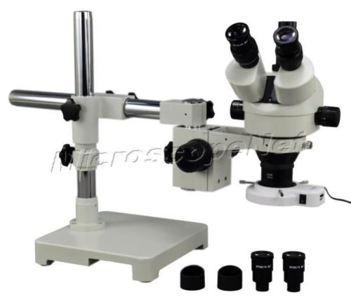 Trinocular 3.5x-90x single-bar boom stand microscope+bright 144 led ring light for sale